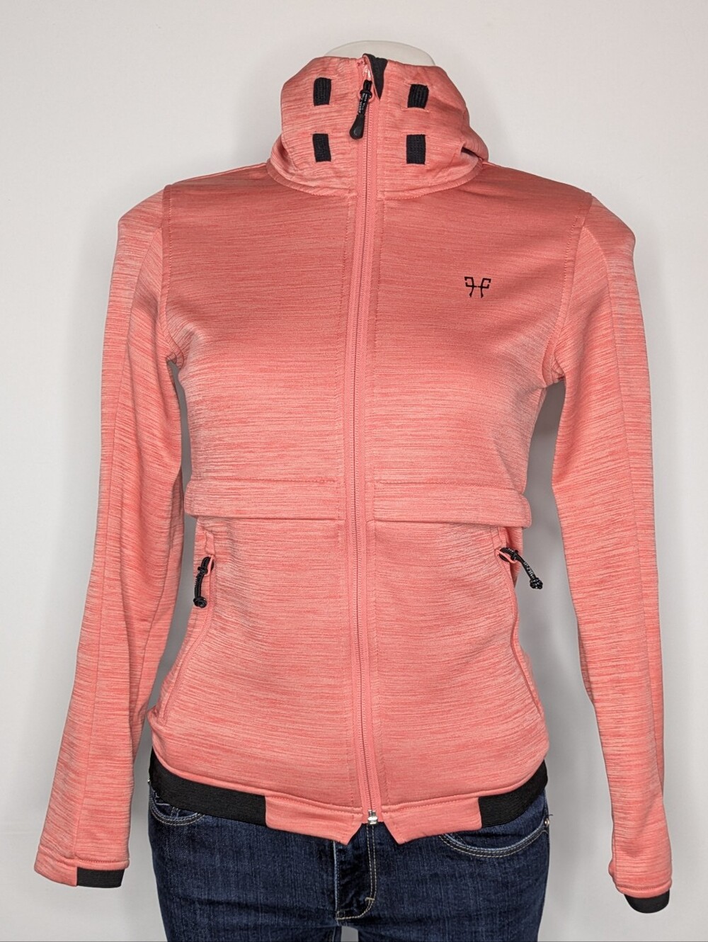 Horse Pilot Tempest Heathered Peach Zip Up Hoodie Jacket XS